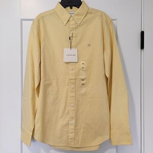 NWT XS Calvin Klein Jeans Light Yellow Button Up Long Sleeve Oxford Shirt NEW